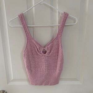 Abercrombie & Fitch Light Pink Knit Crop Top